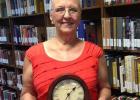 Jan Sorrells with her clock