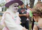Mrs. Bunny greets children at Gorman City Park waiting for the Easter Egg Hunt to begin.