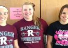 Lady Bulldog powerlifting Regional qualifiers - (left-right) Abby Kunkel, Holly Needham, and Ashley Lawrence.